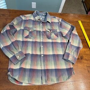 True Grit Men's Plaid Flannel Shirt - Blue, Red, Green size large 100% cotton